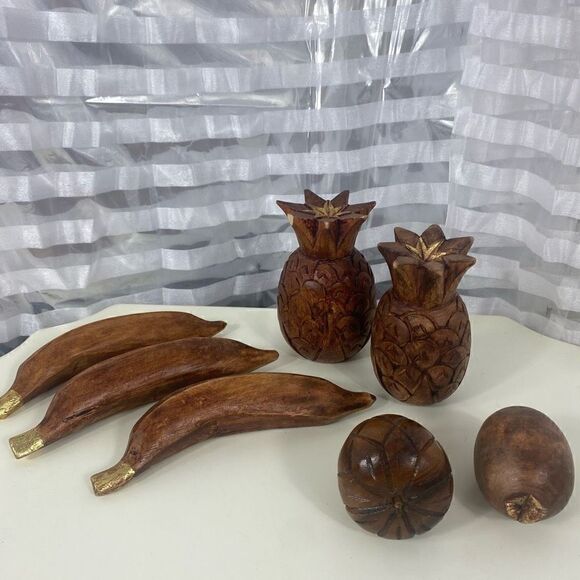 Vintage Hand Carved Wooden Fruit - Picture 1 of 8